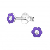 Cercei din argint floare mov cu cristal model DiAmanti DIA17815